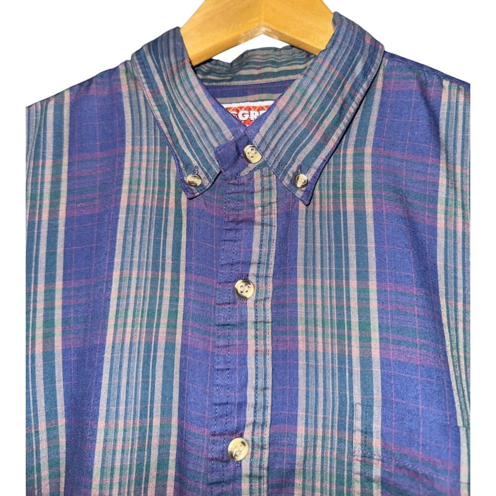 Vintage Mcgregor Plaid Button Down Shirt Striped Western Men's‎ Large Blue Green - Picture 2 of 7
